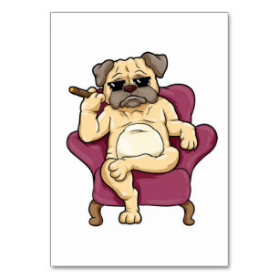 Tarjeta De Mesa Cigar para fumar puré Perro Pug de Guay