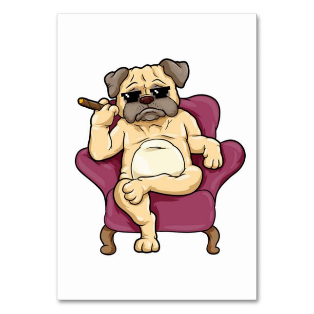 Tarjeta De Mesa Cigar para fumar puré | Perro Pug de Guay (Anverso)