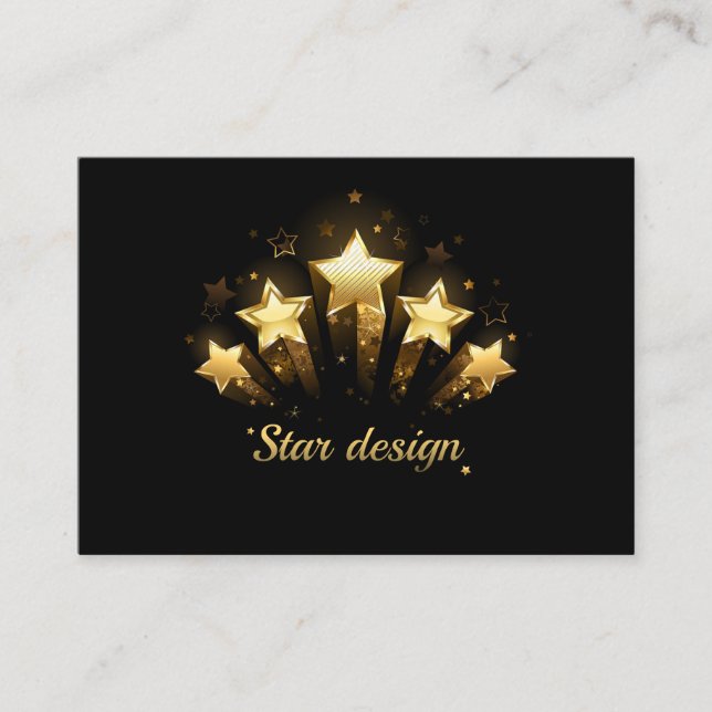 Tarjeta De Mesa Cinco estrellas de oro en negro (Anverso)