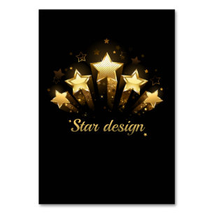 Tarjeta De Mesa Cinco estrellas de oro en negro