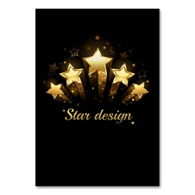 Tarjeta De Mesa Cinco estrellas de oro en negro (Anverso)