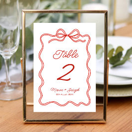 Tarjeta De Mesa Cinta De Arco Dibujada A Mano Roja Boceto Boda