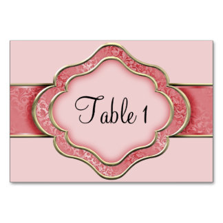 Tarjeta De Mesa Cinta de coral y oro