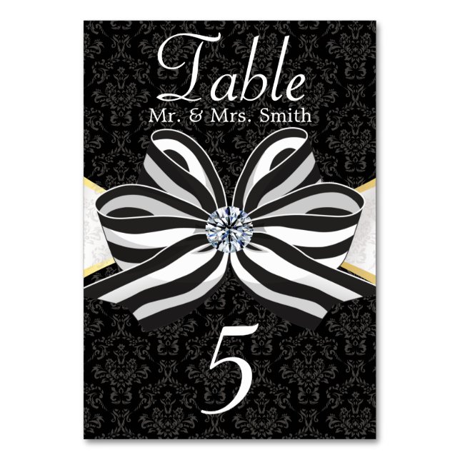Tarjeta De Mesa Cinta de diamante con patrón de damasco (Anverso)