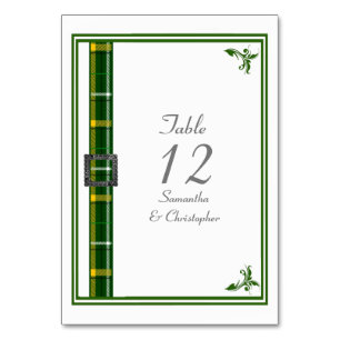 Tarjeta De Mesa Cinta de tartán verde y blanco