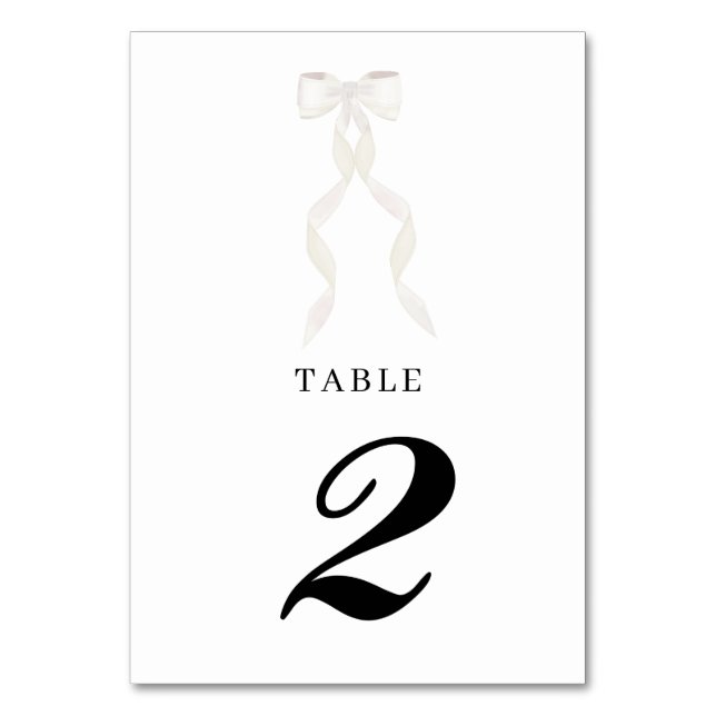 Tarjeta De Mesa Cinta de vaca blanca formal matrimonio elegante (Anverso)