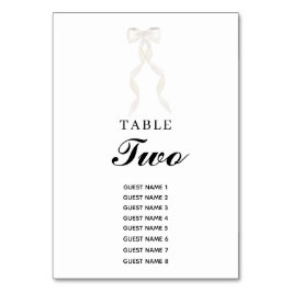 Tarjeta De Mesa Cinta de vaca blanca formal matrimonio elegante