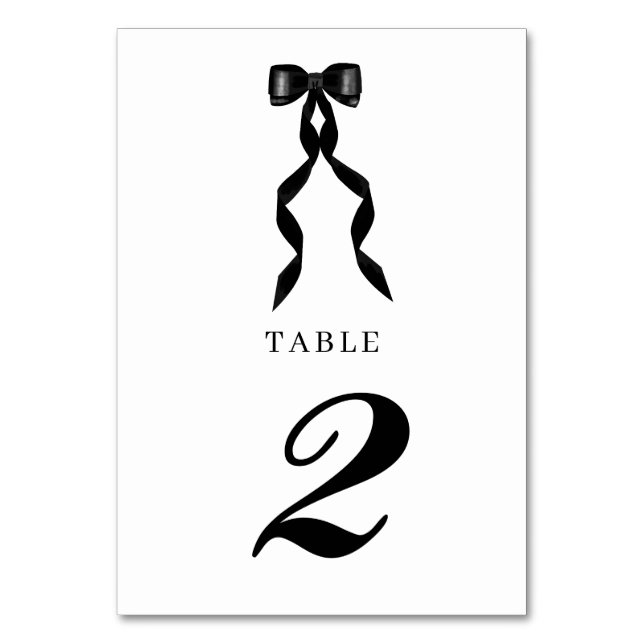 Tarjeta De Mesa Cinta de vaca negra formal matrimonio elegante (Anverso)