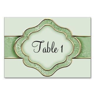 Tarjeta De Mesa Cinta verde y dorada