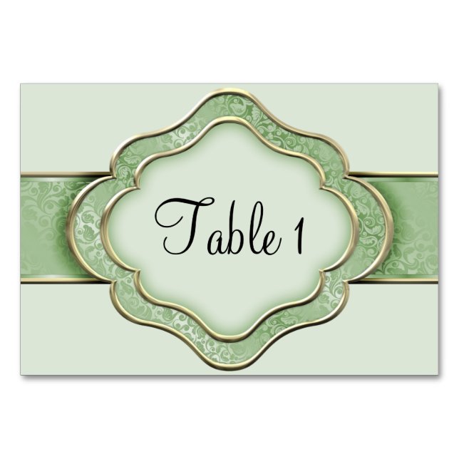 Tarjeta De Mesa Cinta verde y dorada (Anverso)