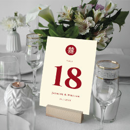 Tarjeta De Mesa Círculo minimalista doble felicidad Boda chino