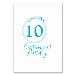 Tarjeta De Mesa Círculo turquesa. Purpurina redondo 10 años audaz