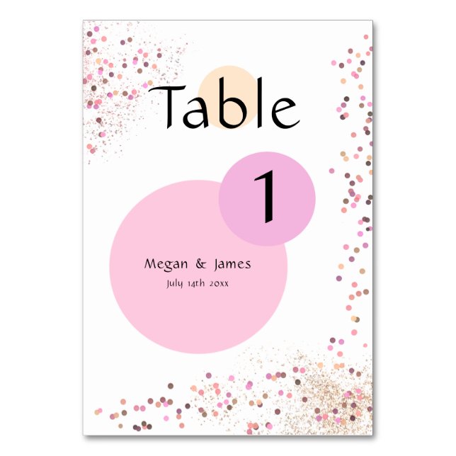 Tarjeta De Mesa Círculos confetti rosados (Anverso)
