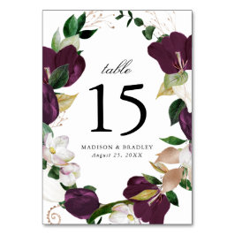 Tarjeta De Mesa Cirial Floral Oscuro | Boda Personalizada