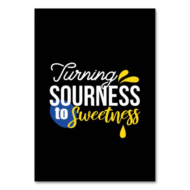 Tarjeta De Mesa Cita motivacional de limón de amargo a dulce (Anverso)