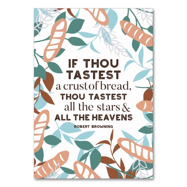 Tarjeta De Mesa Citas de pan de Robert Browning (Anverso)