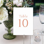 Tarjeta De Mesa Citrus blanco mínimo simple Citrus Grove números d<br><div class="desc">Sencilla y elegante, con un atractivo minimalista, esta bonita tarjeta boda con un número de mesa en blanco y un texto naranja de cítricos tiene un aspecto moderno y limpio. No importa el color que se utilice para las flores de boda, las damas de honor o la vestimenta de los...</div>
