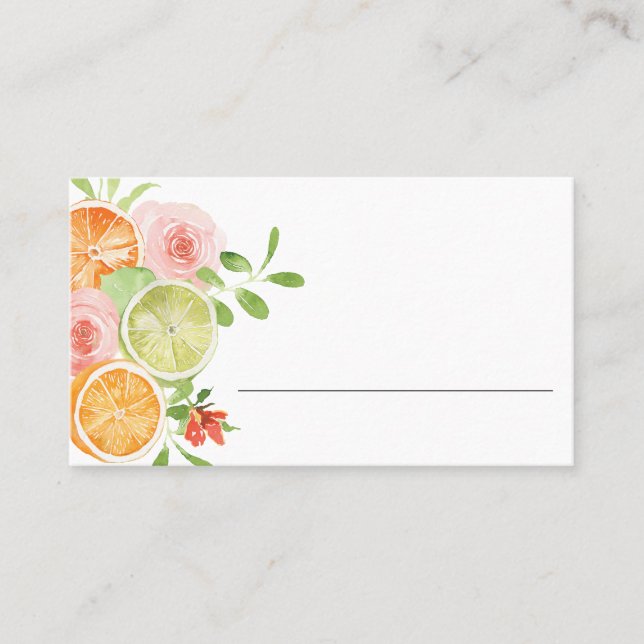 Tarjeta De Mesa Citrus en blanco (Anverso)