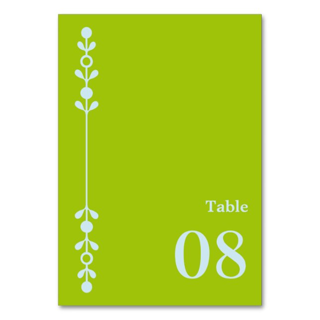 Tarjeta De Mesa Citrus Green & Coastal Blue Wedding (Anverso)