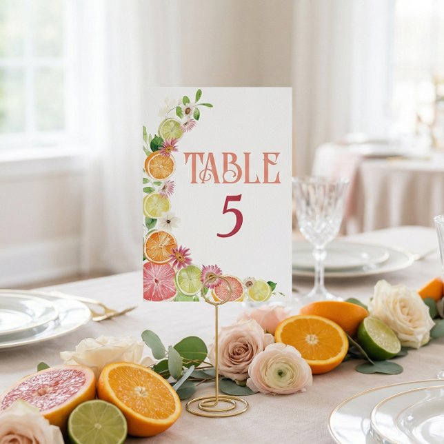 Tarjeta De Mesa Citrus Main Squeeze Bridal Shower Table Number (Subido por el creador)