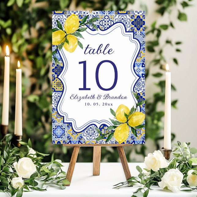 Tarjeta De Mesa Citrus & Tile Mediterranean Wedding Celebration (Subido por el creador)