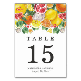 Tarjeta De Mesa Citrus Watercolor Boda Botánico
