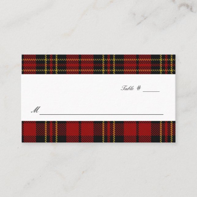 Tarjeta De Mesa Clan Brodie Tartan Plaid Boda Escort Place Card (Anverso)