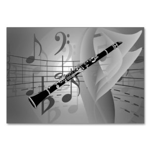 Tarjeta De Mesa Clarinet con acentos musicales