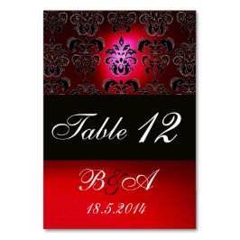 TARJETA DE MESA CLASE BLANCA NEGRA ROJA DAMASK MONOGRAM