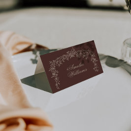 Tarjeta De Mesa Clase marrón chocolate floral botánico boda