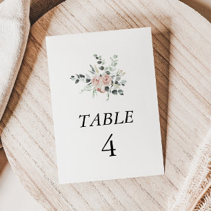 Tarjeta De Mesa Clásica Boda Floral Rosa Polvorienta