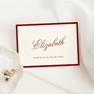 Tarjeta De Mesa Clásica Caligrafía Deep Red Old Money Place Card
