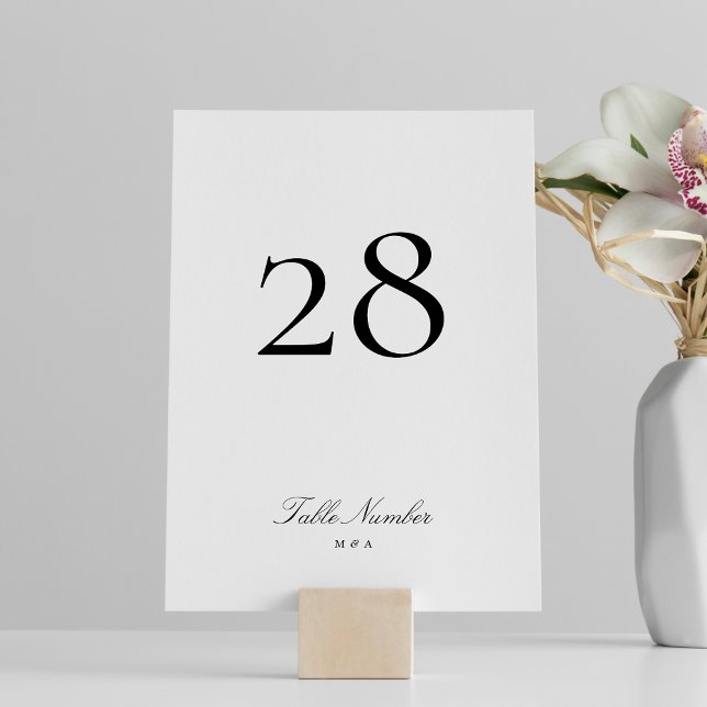 Tarjeta De Mesa Clásica caligrafía elegante Boda blanco y negro (Subido por el creador)