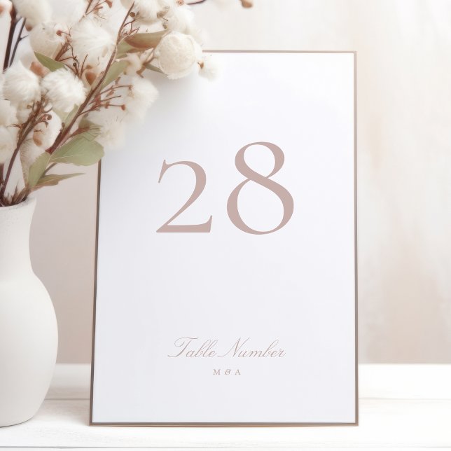 Tarjeta De Mesa Clásica caligrafía formal Boda de tazas rosadas (Subido por el creador)