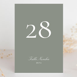 Tarjeta De Mesa Clásica caligrafía formal Boda verde gris