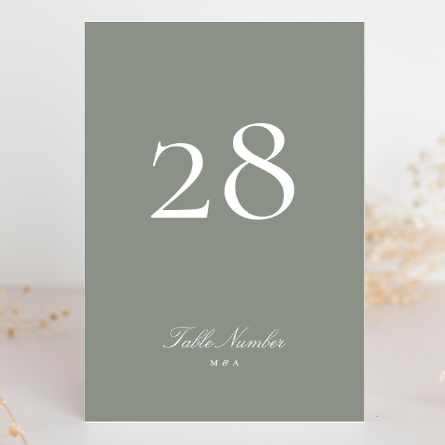 Tarjeta De Mesa Clásica caligrafía formal Boda verde gris (Subido por el creador)