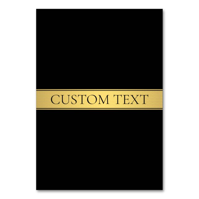 Tarjeta De Mesa Clásica Faux Gold Stripe & Black Background o DIY (Anverso)