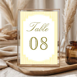 Tarjeta De Mesa Clásico Amarillo Rayado Boda