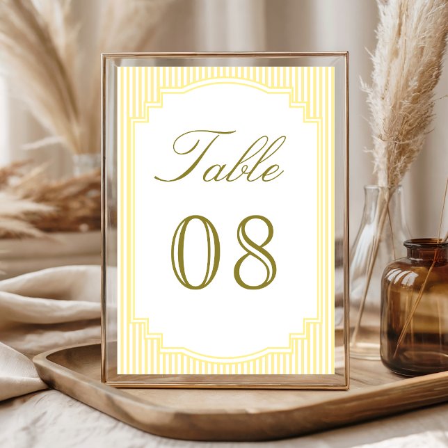 Tarjeta De Mesa Clásico Amarillo Rayado Boda (Subido por el creador)