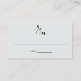 Tarjeta De Mesa Clásico Ampersand Monograma Azul Boda