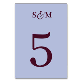 Tarjeta De Mesa Clásico Ampersand Monograma Bodas de Periwinkle