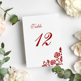Tarjeta De Mesa Clásico, Boda de encaje rosa rojo de Crimson