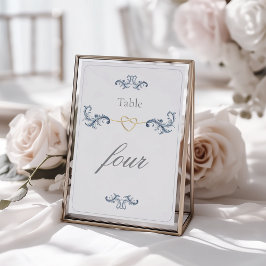 Tarjeta De Mesa Clásico boda de oro azul polvoriento