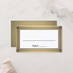 Tarjeta De Mesa Clásico borde dorado y negro Elegante acompañante 