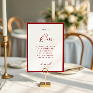 Tarjeta De Mesa Clásico caligrafía Dinero viejo rojo profundo