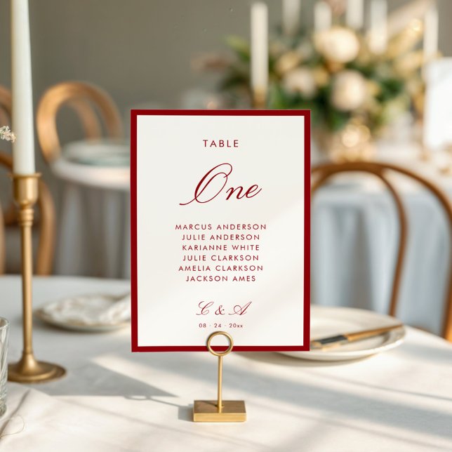 Tarjeta De Mesa Clásico caligrafía Dinero viejo rojo profundo (Subido por el creador)