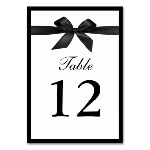 Tarjeta De Mesa Clásico Cinta negra de dos caras números de tabla
