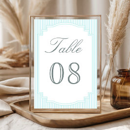 Tarjeta De Mesa Clásico de Boda Rayado de Azul Pastel