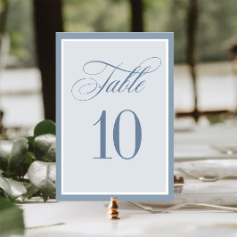 Tarjeta De Mesa Clásico Lujo | Boda Elegante en Azul Polvo
