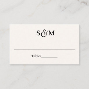 Tarjeta De Mesa Clásico Monograma Ampersand Marfil Blanco Boda